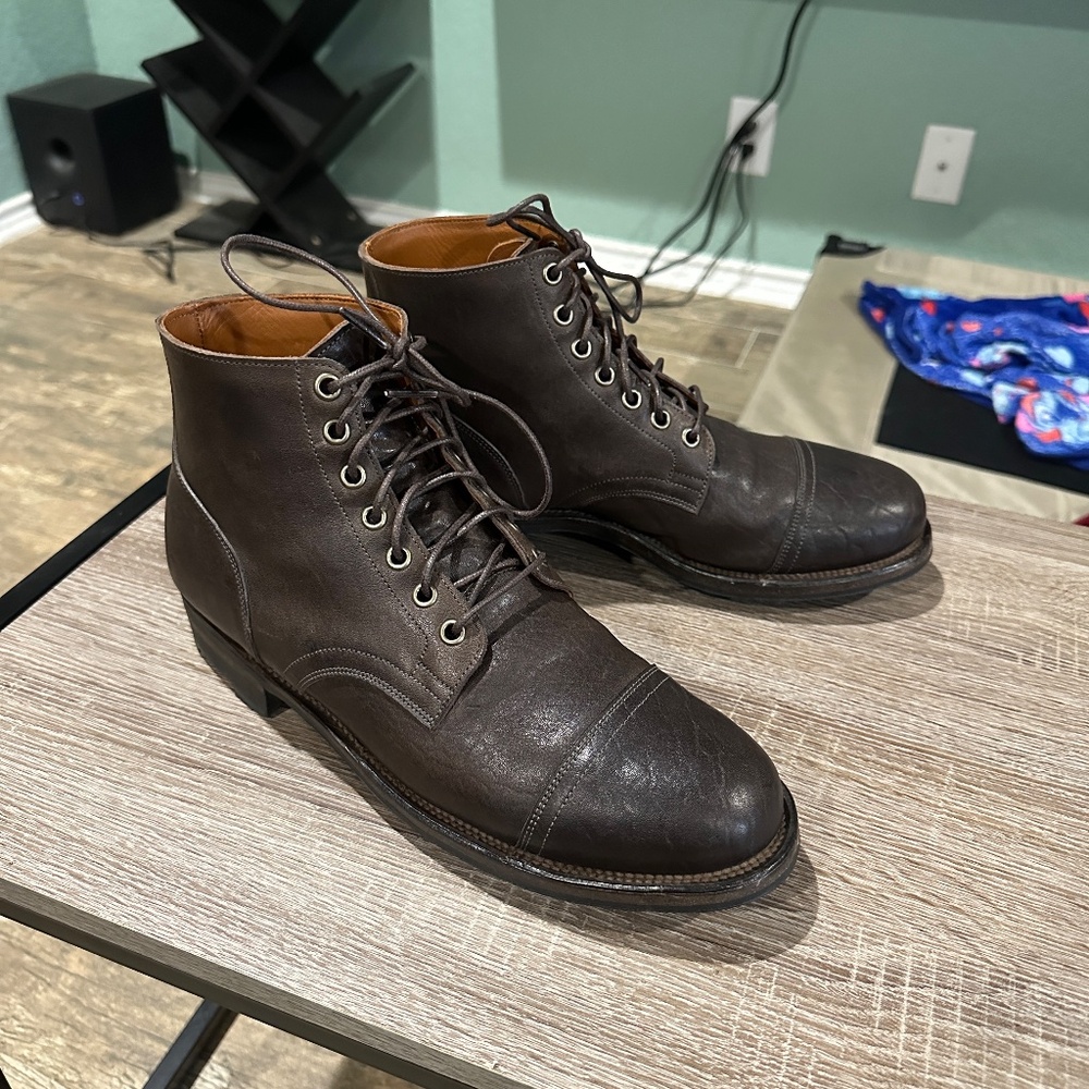 Viberg 2030 Maryam Marrone Washed Horse Leather Cap Toe Service Boots 7.5